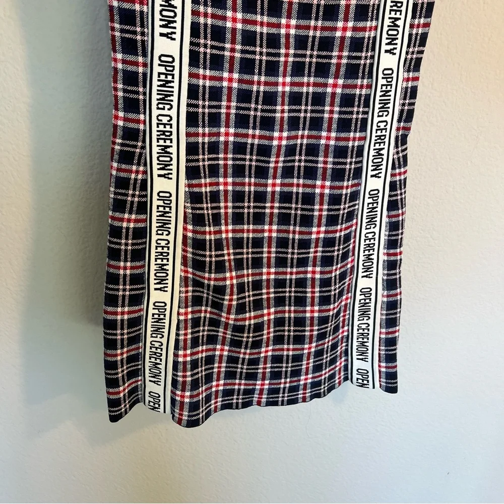 Opening Ceremony spell out logo plaid bodycon mini dress small preppy - Picture 9 of 14